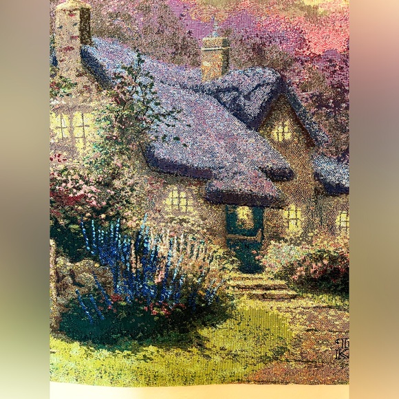 ✨ Vintage Thomas Kinkade tapestry Made in U.S.A. titled “Glory of Evening” ✨ - Picture 4 of 12